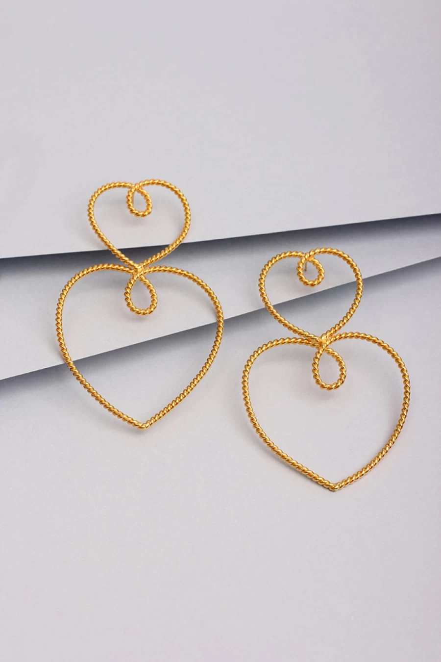 Vanina Women's Double Hearts Of Gold Earrings - Elegant Gold Heart Design