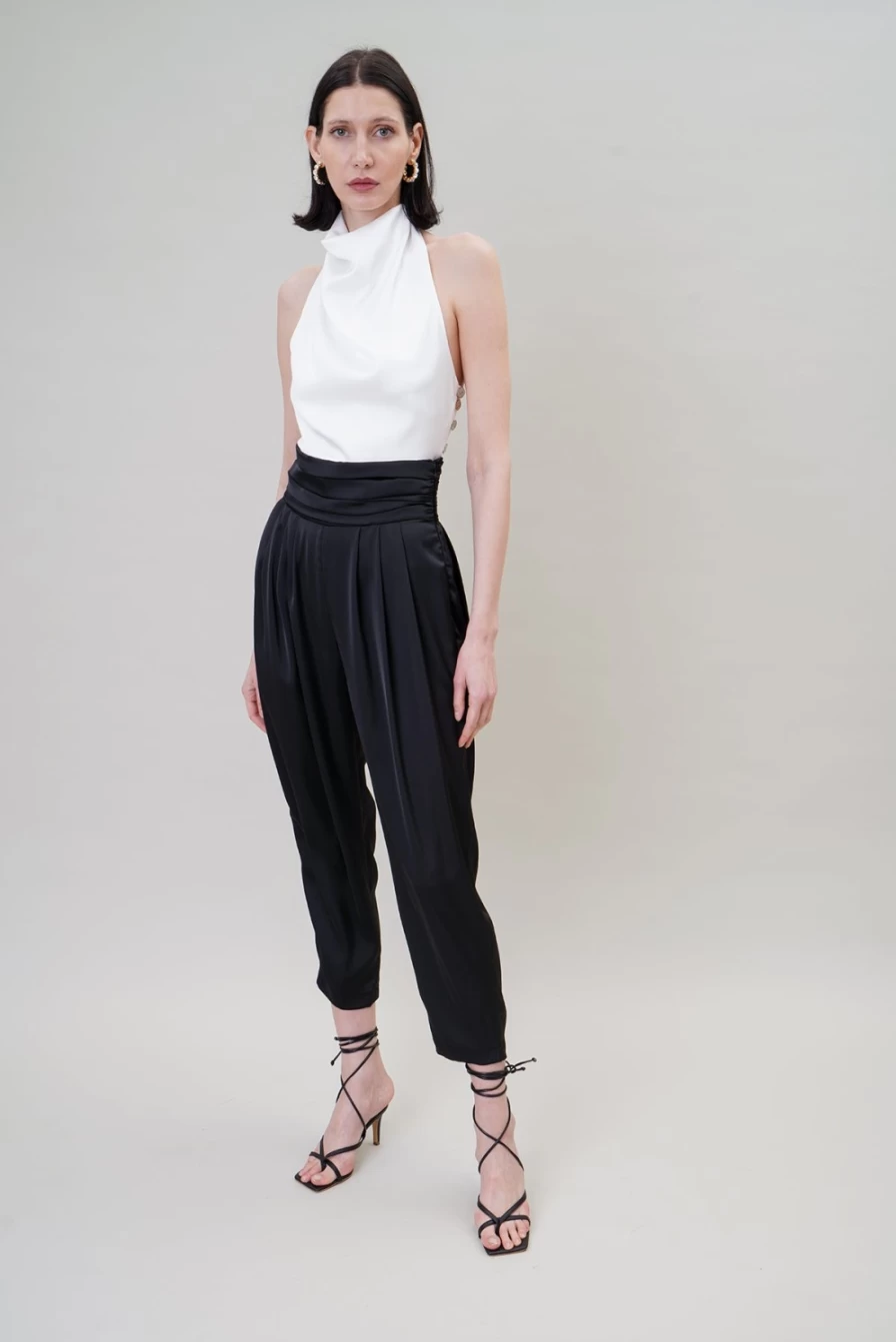Vanina Women's Papillon Pants - Elegant Floral Print High Waist Trousers