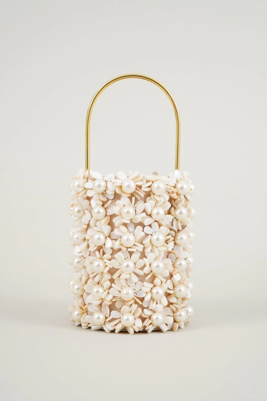 Vanina Women's Paquerette Bucket Handbag - Elegant Daisy-Embellished Tote for Women