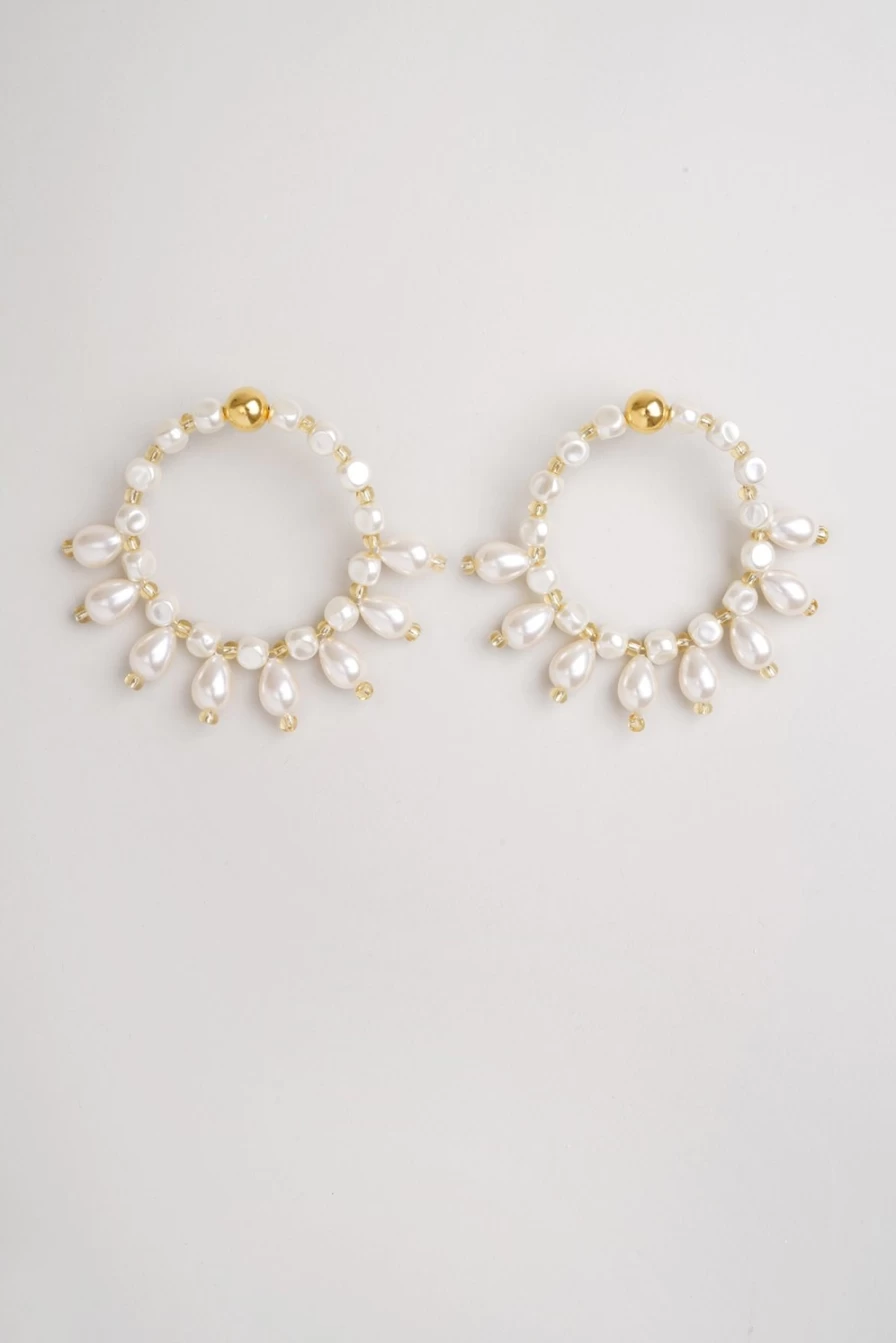 Vanina Women's Sables Nacres Maxi Hoops - Elegant Pearl-Encrusted Large Hoop Earrings