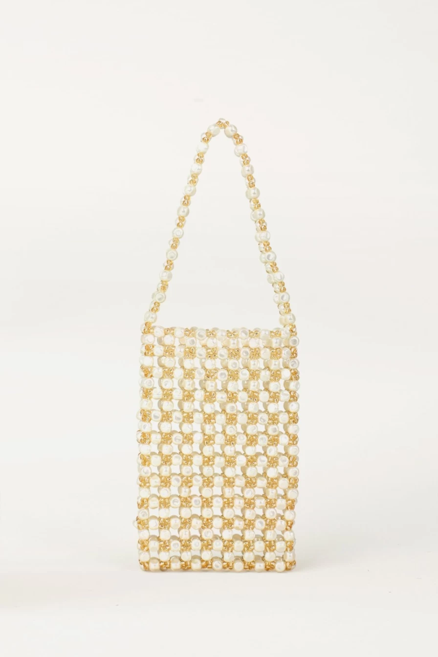 Vanina Women's Sable Nacre Handbag | Elegant Pearl-Embellished Designer Purse